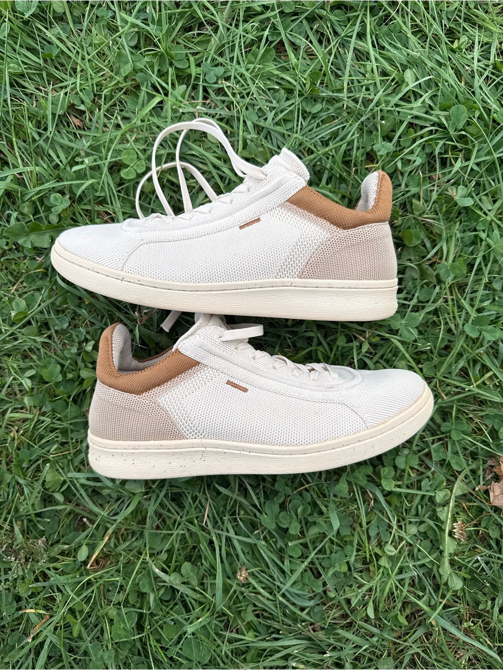 Womenโs Athletic Sneakers in Beige with Tan Accents